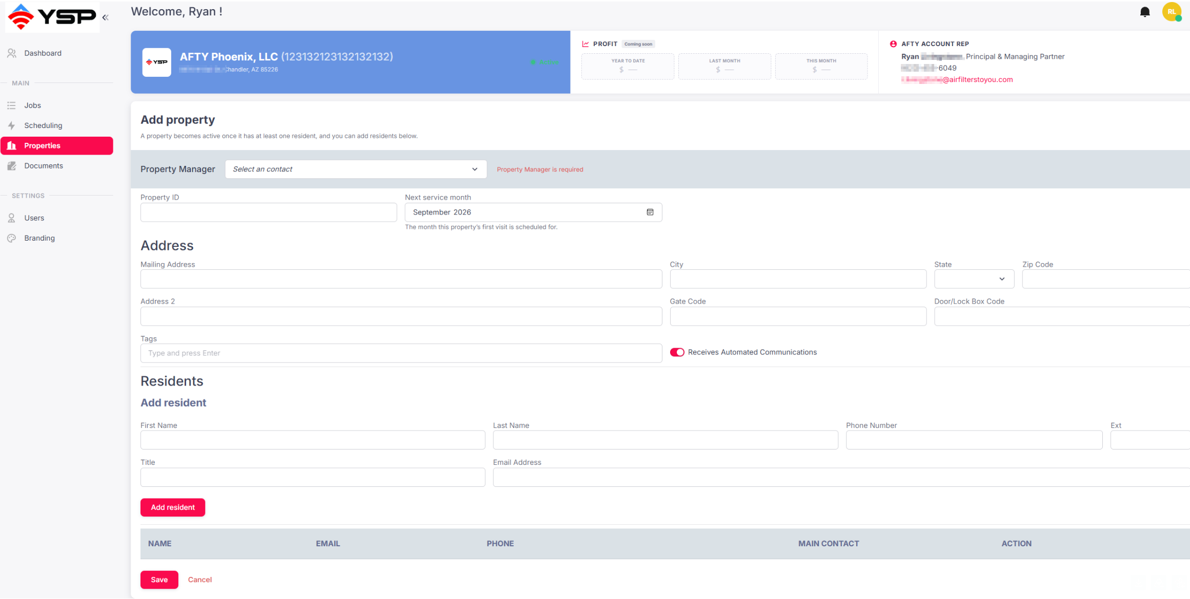 The Add Property screen.