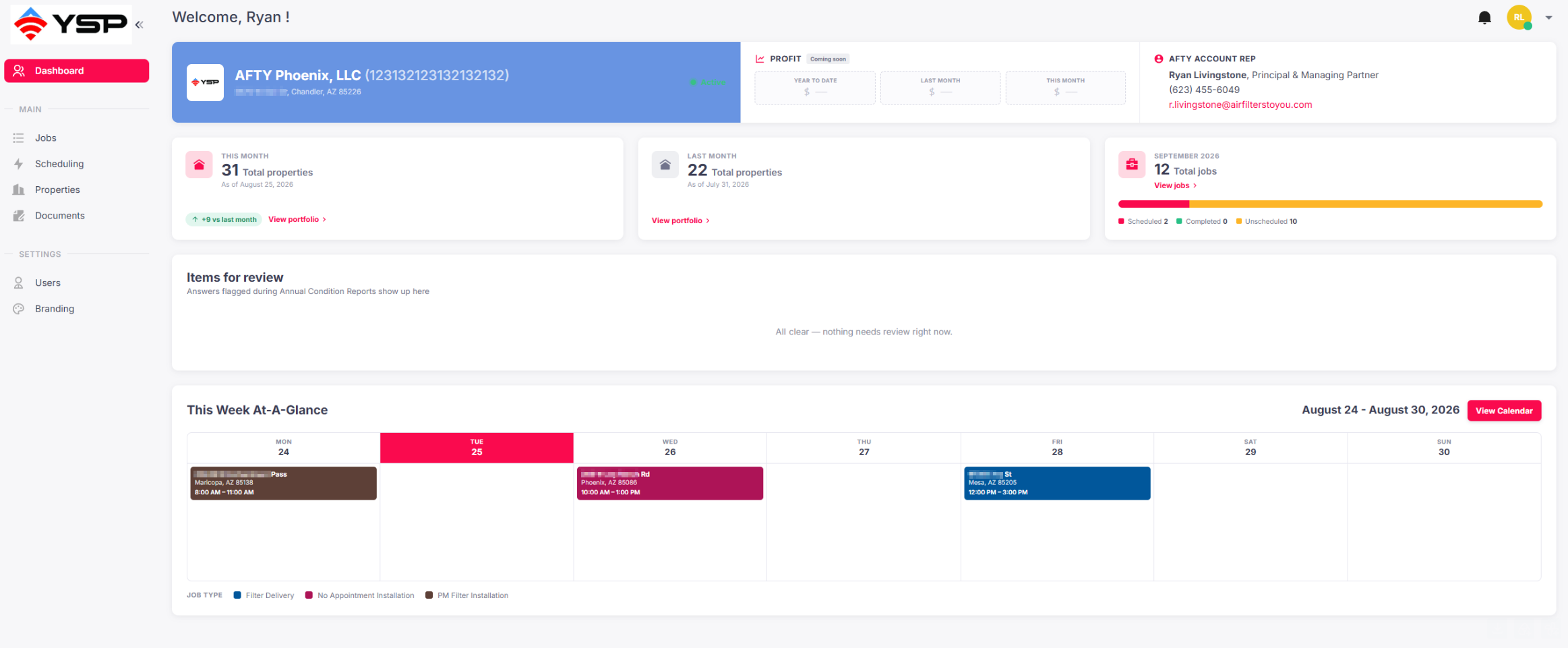 Your customer dashboard