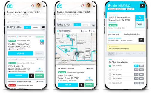 Fieldly technician mobile app — job details, route, and notifications.